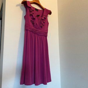 NWT Max and Cleo Sz 6 Ruffled Ruched Raspberry Purple Sleeveless Dress Wedding